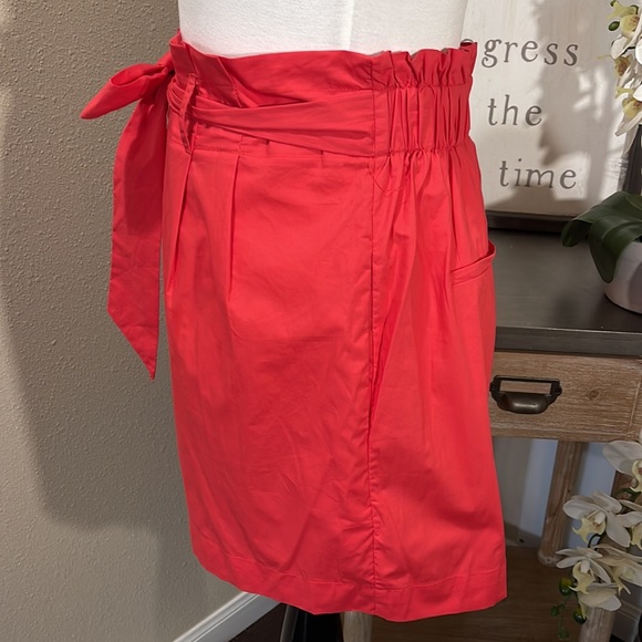 Red Paperbag Waist Shorts with Bow - Picture 4 of 6